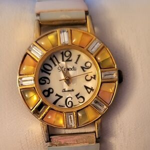 Colorful Enamel Accent Women's Watch - White Dial